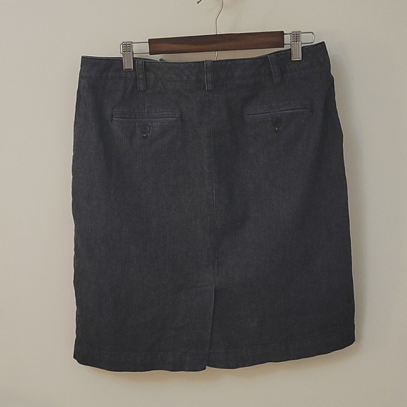 3/$30 TALBOTS 1990s Ribbed Denim Straight Mini Pencil Flat Front Petite Skirt - Picture 3 of 10